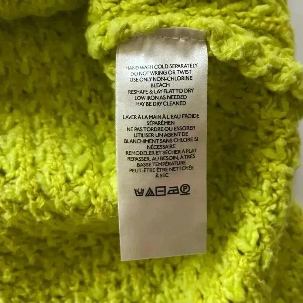 Free People Whistle Thermal Henley Sweater - Acid Lime Green - Size XS - Picture 6 of 7
